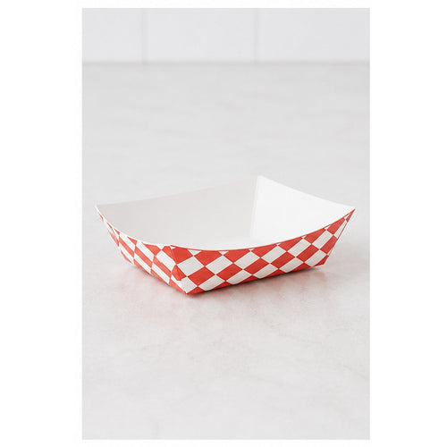 1/2 lb red checkered paper food tray - 1,000/Case