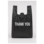 1/6 black thank you shopping bag for takeout packaging, 400 count case