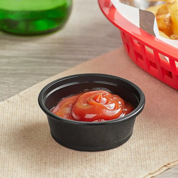 1.5 oz. Black Plastic Souffle Cup / Portion Cup - 2,500/Case