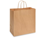 10" x 6 3/4" x 12" Natural Kraft Paper Bag With handles - 250/Cs image 1 for NYC and Long Island restaurant supplies