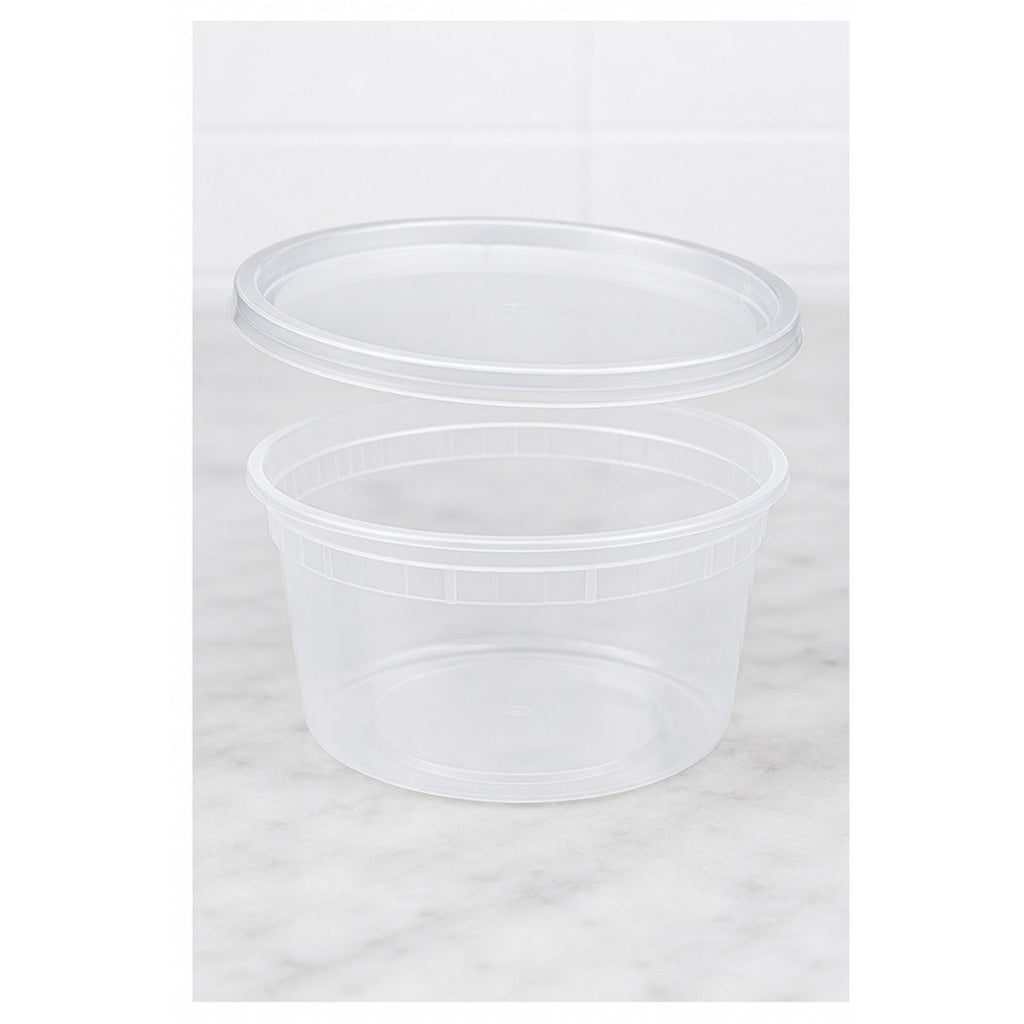 12 oz translucent deli soup container with lid