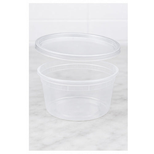 12 oz translucent deli soup container with lid