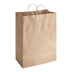13" x 7" x 17" Natural Kraft Paper Bag with Handles - 250/Cs image 1 for NYC and Long Island restaurant supplies