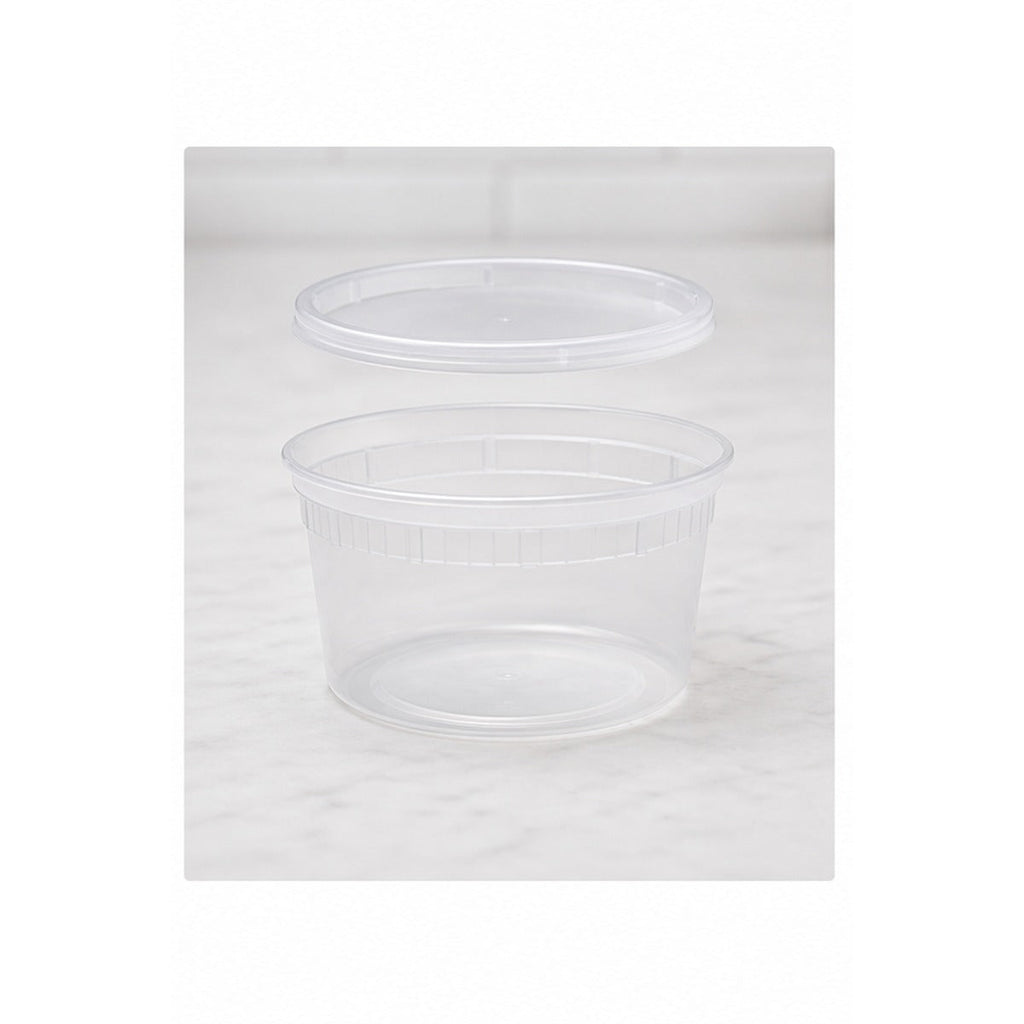 16 oz translucent deli soup container with lid