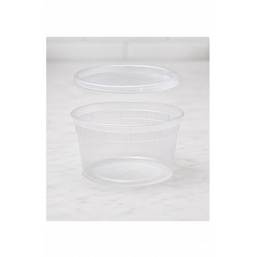 16 oz translucent deli soup container with lid