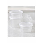 16 oz translucent deli soup containers and lids stacked