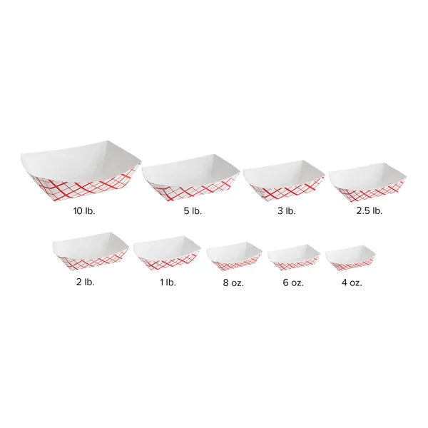 1 lb. Red Checkered Paper Food Tray - 1,000/Case