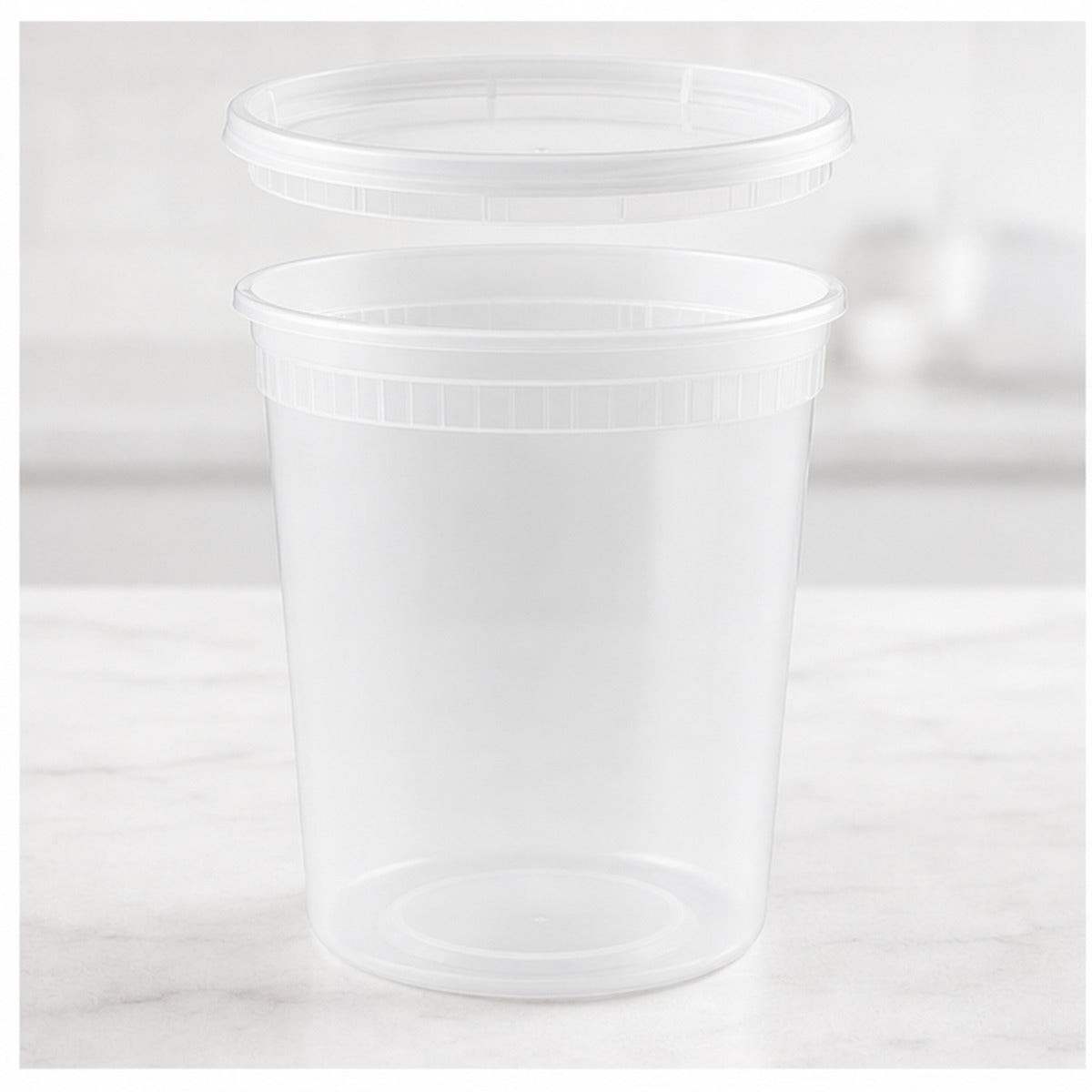 24 oz translucent deli soup container with lid