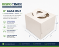Cake Boxes 8" x 8" x 6" inch - With Handles - 100/Units product image for NYC and Long Island restaurant supplies