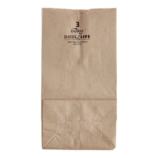 Duro 3 lb Natural Kraft Paper Bag - 500/Pack
