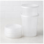 32 oz translucent deli soup containers and lids stacked