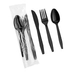 Disposable Wrapped Black Heavy Duty Cutlery Kit 6 in 1 MealKit - 250/Case image 2 for NYC and Long Island restaurant supplies