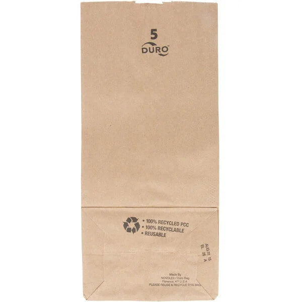 Duro 5 lb Natural Kraft Paper Bag - 500/Pack