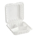 8x8 PP Hinged Container (3 Compartment) 803 White - 150/Case