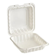 8x8 PP Hinged Container (1 Compartment) 801 White - 150/Case