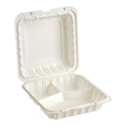 9x9 PP Hinged Container (3 Compartment) 903 White - 150/Case