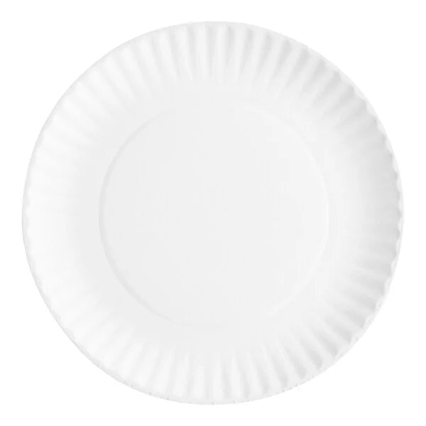 9" White Uncoated Paper Plate - 1,000/Case
