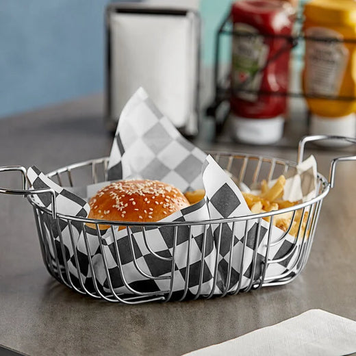 12"x12" Black Check Deli Wrap Paper (basket Liner) - 5,000/Case image 1 for NYC and Long Island restaurant supplies