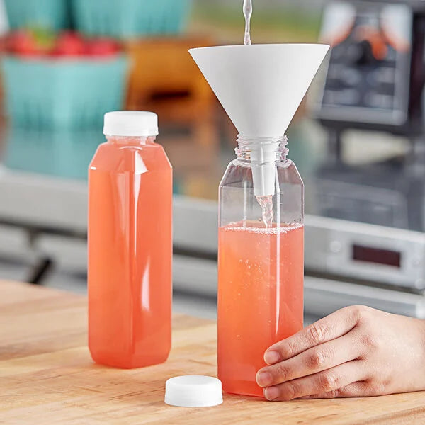 12 oz. Tall Square PET Clear Juice Bottle with Clear Lid - 228/Case image 1 for NYC and Long Island restaurant supplies