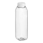12 oz. Tall Square PET Clear Juice Bottle with Clear Lid - 228/Case image 2 for NYC and Long Island restaurant supplies