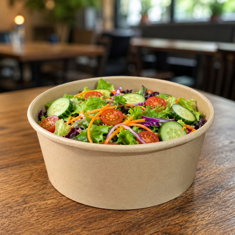 25 oz Round Kraft Food Container - 300/Case