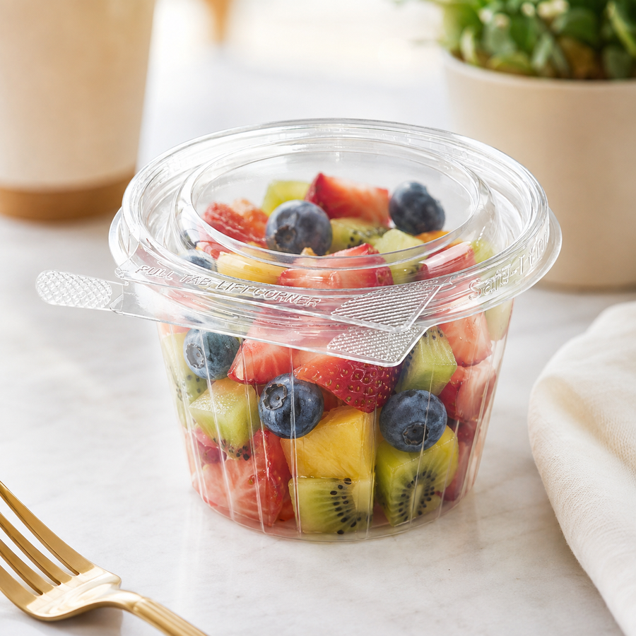 8 oz. Desert Cup, Safe-T-Fresh Tamper Evident Grab and Go Cup with Lid - 272/Case