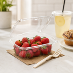 24oz PET Plastic Tamper Evident Hinged Deli Containers with Lid - 200/Case