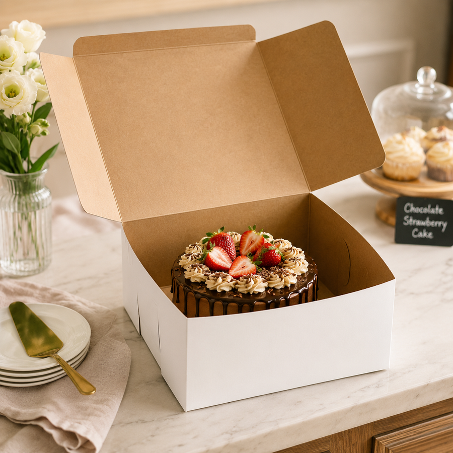 12" x 12" x 6" White Cake / Bakery Box - 50/Case