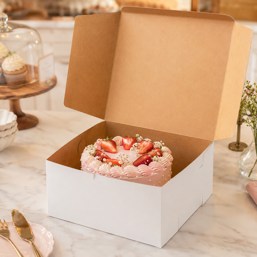 12" x 12" x 5.5" White Cake / Bakery Box - 100/Case