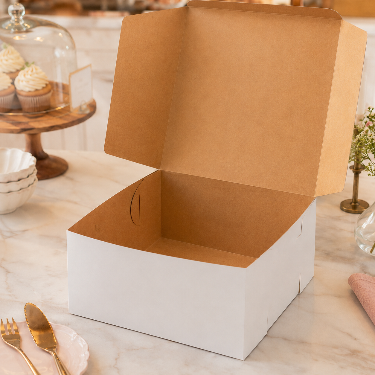 12" x 12" x 4" White Cake / Bakery Box - 100/Case