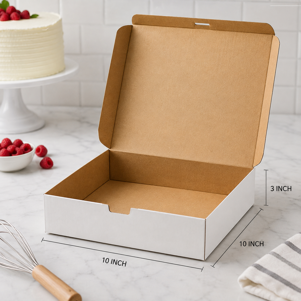 10" x 10" x 3" White Cake / Bakery Box - 200/Case