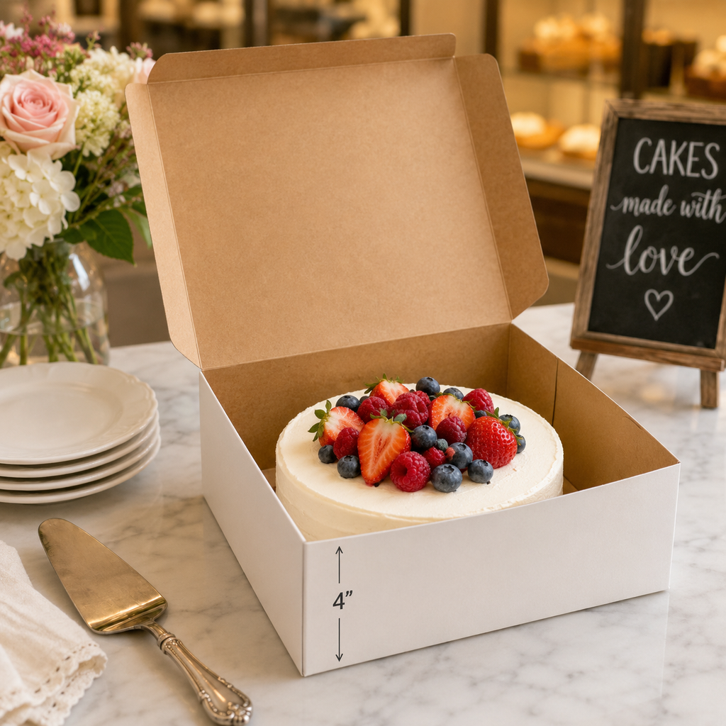 10" x 10" x 4" White Cake / Bakery Box - 100/Case