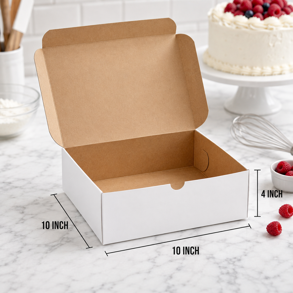 10" x 10" x 4" White Cake / Bakery Box - 100/Case