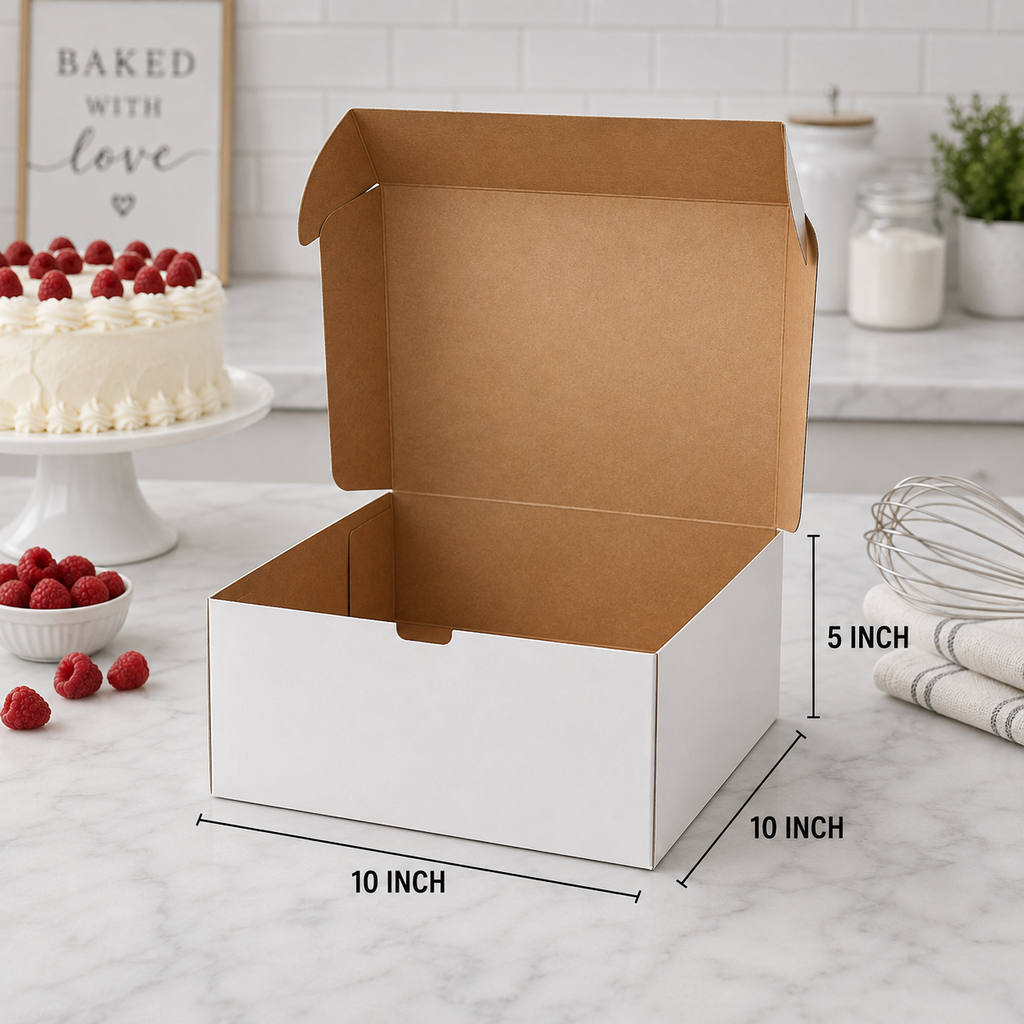 10" x 10" x 5" White Cake / Bakery Box - 100/Case