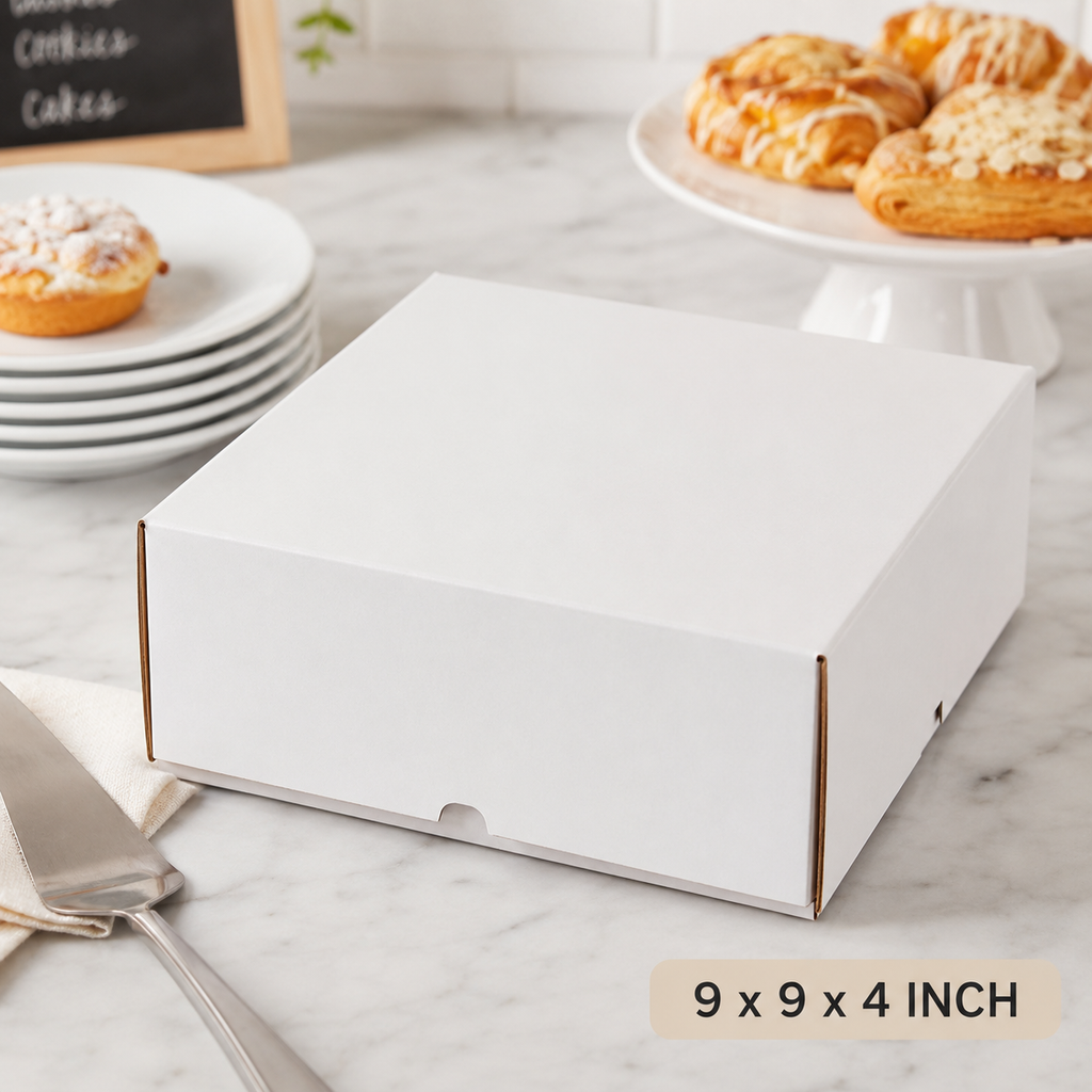 9" x 9" x 4" White Customizable Cake and Bakery Box - 200/Case product photo for Long Island and NYC foodservice supplies