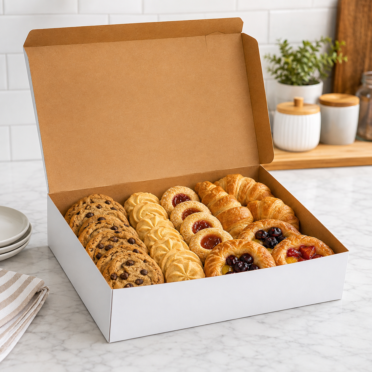 9 x 9 x 4 white customizable bakery box for cake and pastry packaging