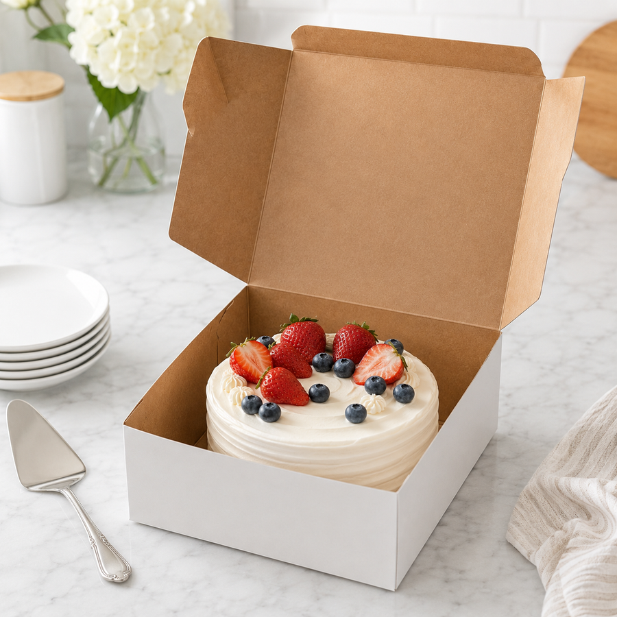 9" x 9" x 5" White Cake / Bakery Box - 100/Case