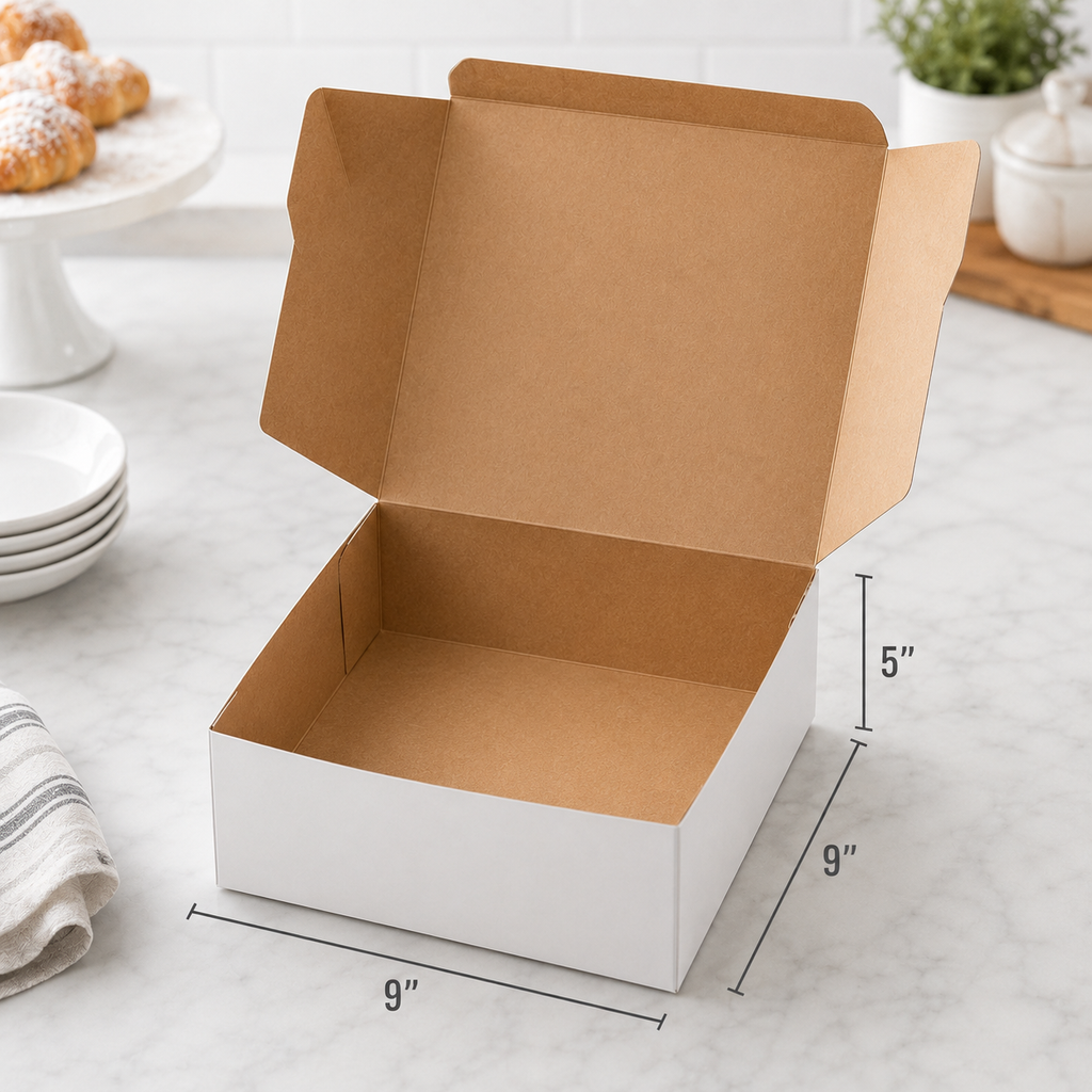 9" x 9" x 5" White Cake / Bakery Box - 100/Case