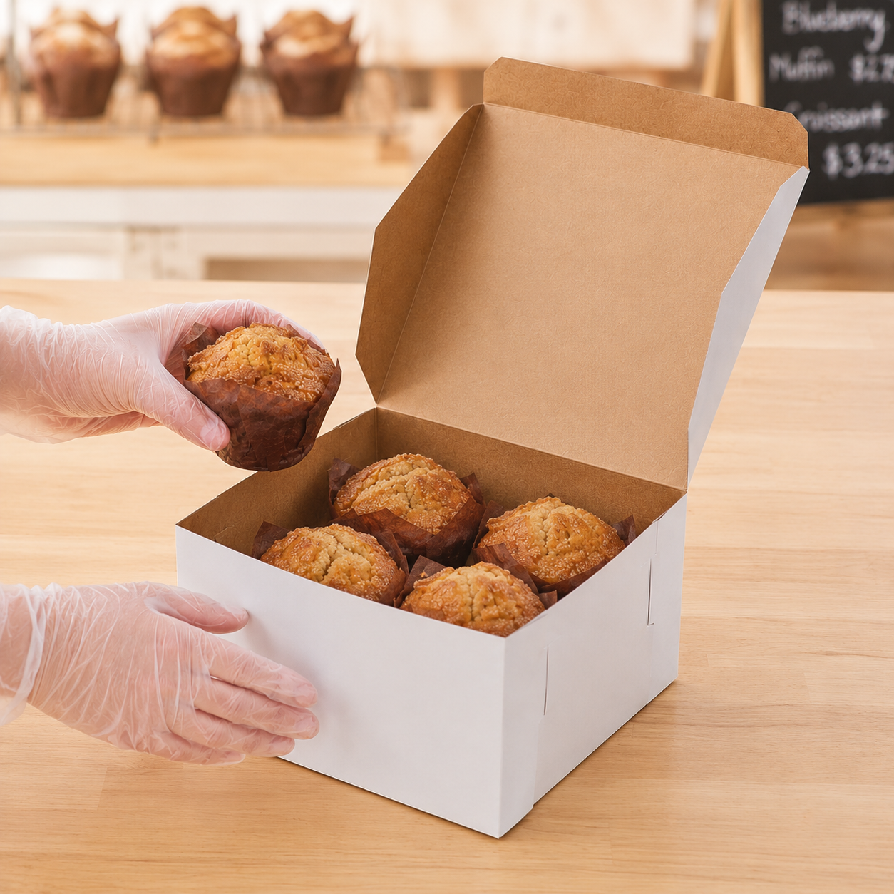 8" x 8" x 5" White Customizable Cake and Bakery Box - 100/Case product photo 2 for bakery and foodservice supplies