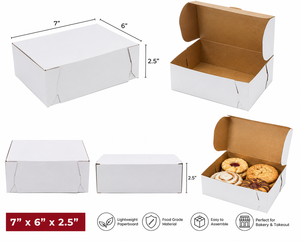 White customizable cake box for bakery and dessert packaging