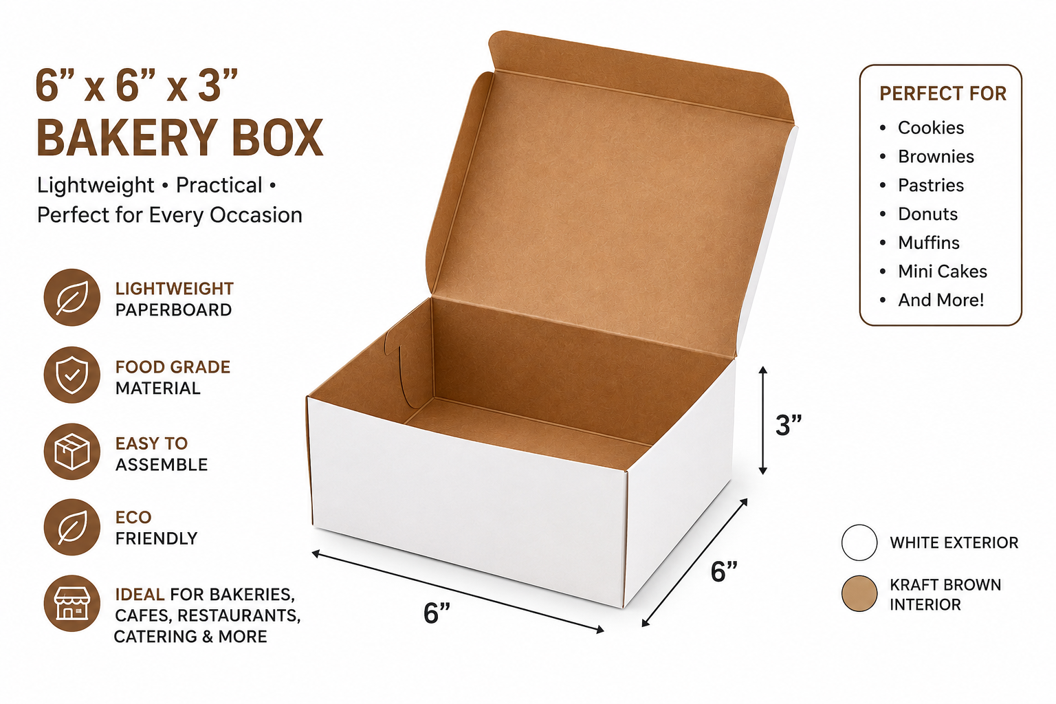 White pie box for bakery, dessert shop, and catering packaging