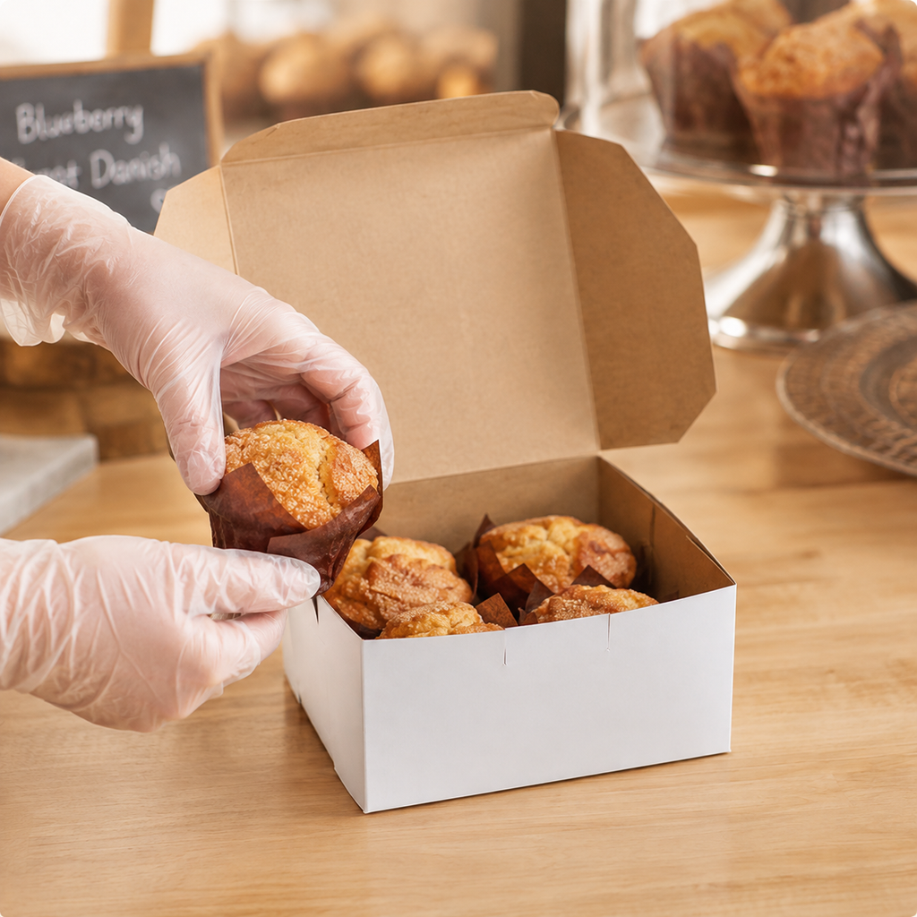 White cake box for bakery, cafe, dessert, and catering packaging