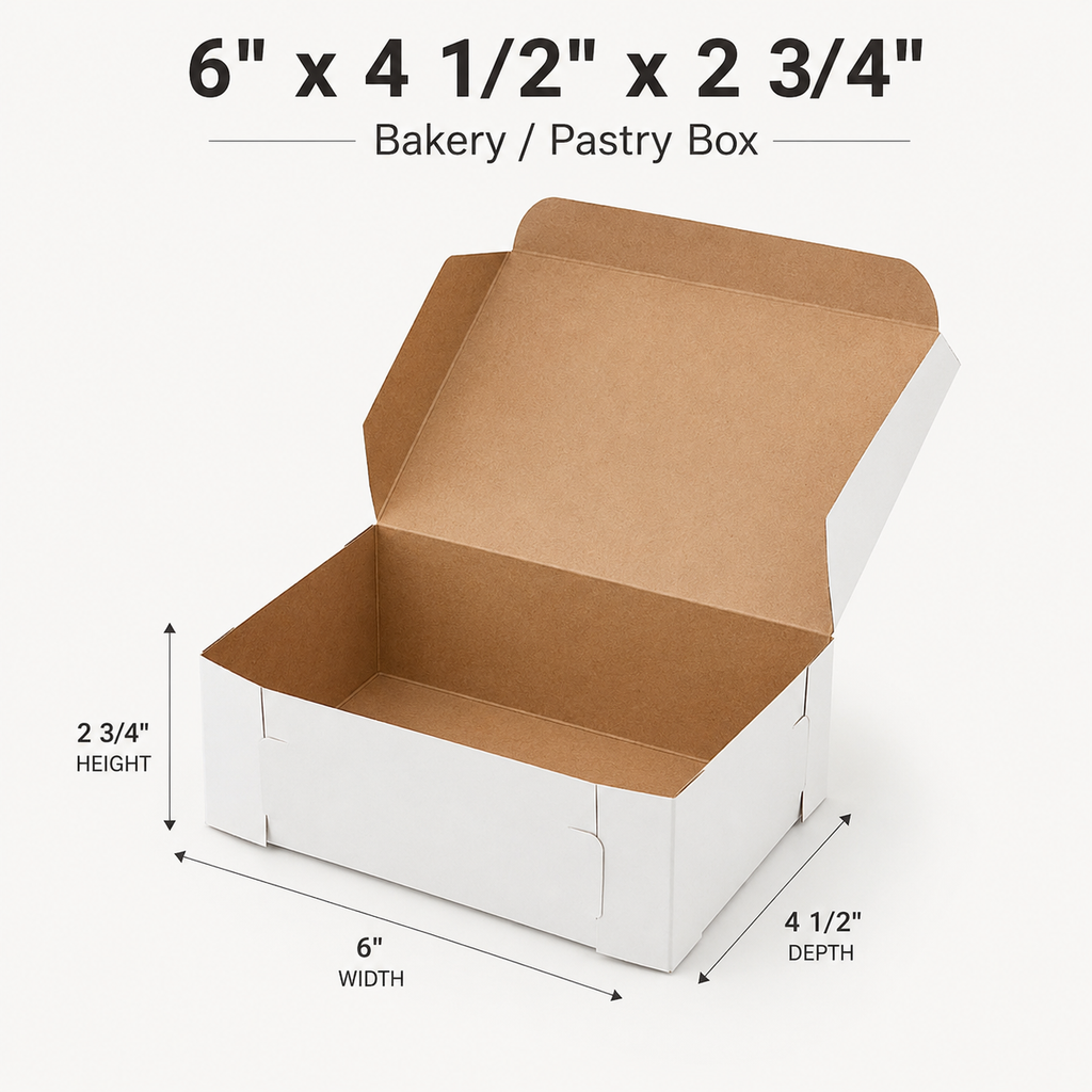 6" x 4 1/2" x 2 3/4" White Bakery Box - 250/Case