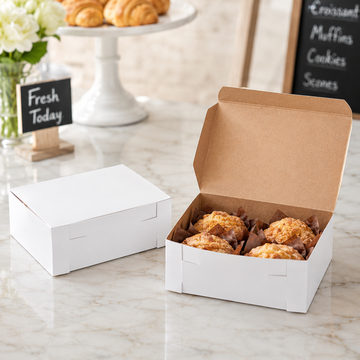 6" x 4 1/2" x 2 3/4" White Bakery Box - 250/Case