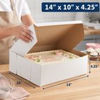 14" x 10" x 4.25" White Customizable Cake / Bakery Box - 100/Case