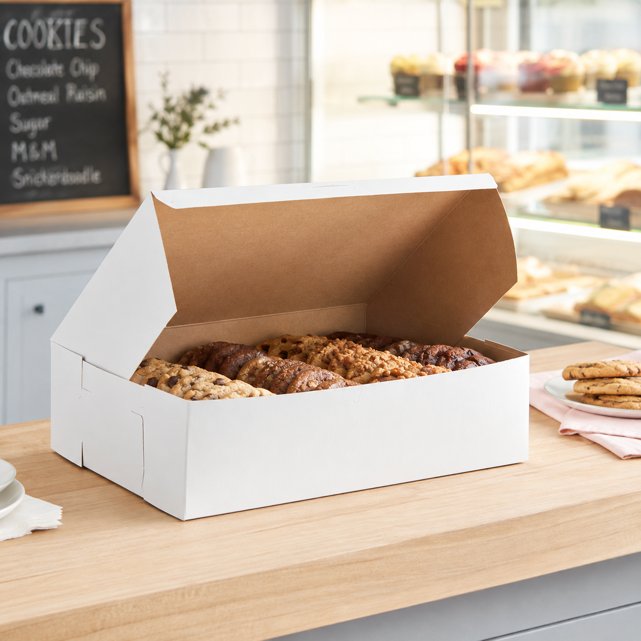 14" x 10" x 4.25" White Customizable Cake / Bakery Box - 100/Case