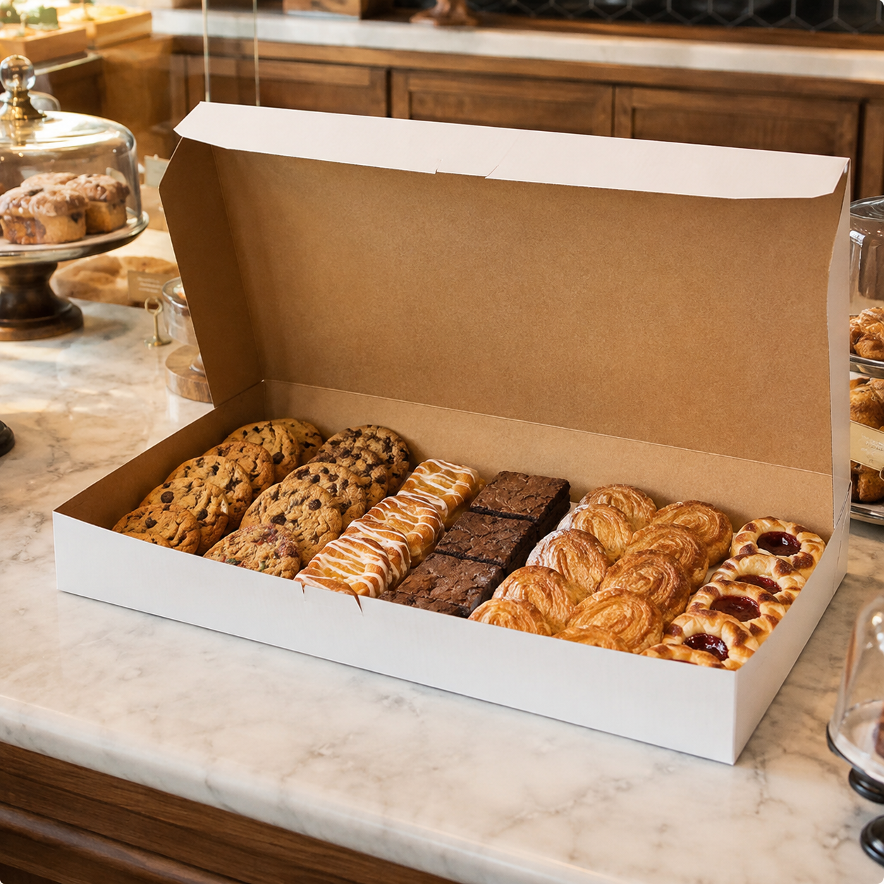 19" x 14" x 4.75" White Half Sheet Cake / Bakery Box - 50/Case