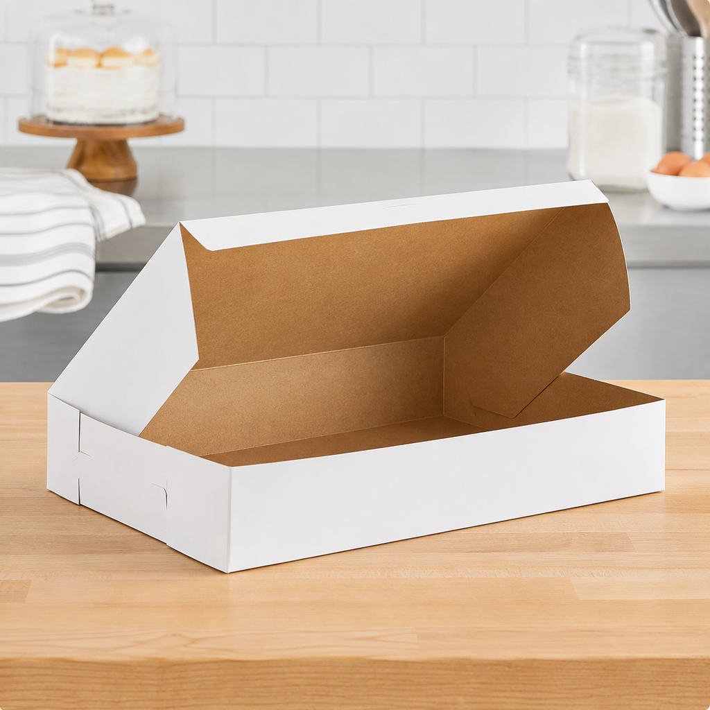 19" x 14" x 4.75" White Half Sheet Cake / Bakery Box - 50/Case