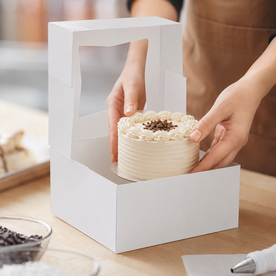 6" x 6" x 3" White Window Pie / Bakery Box / Cake Box - 200/Case