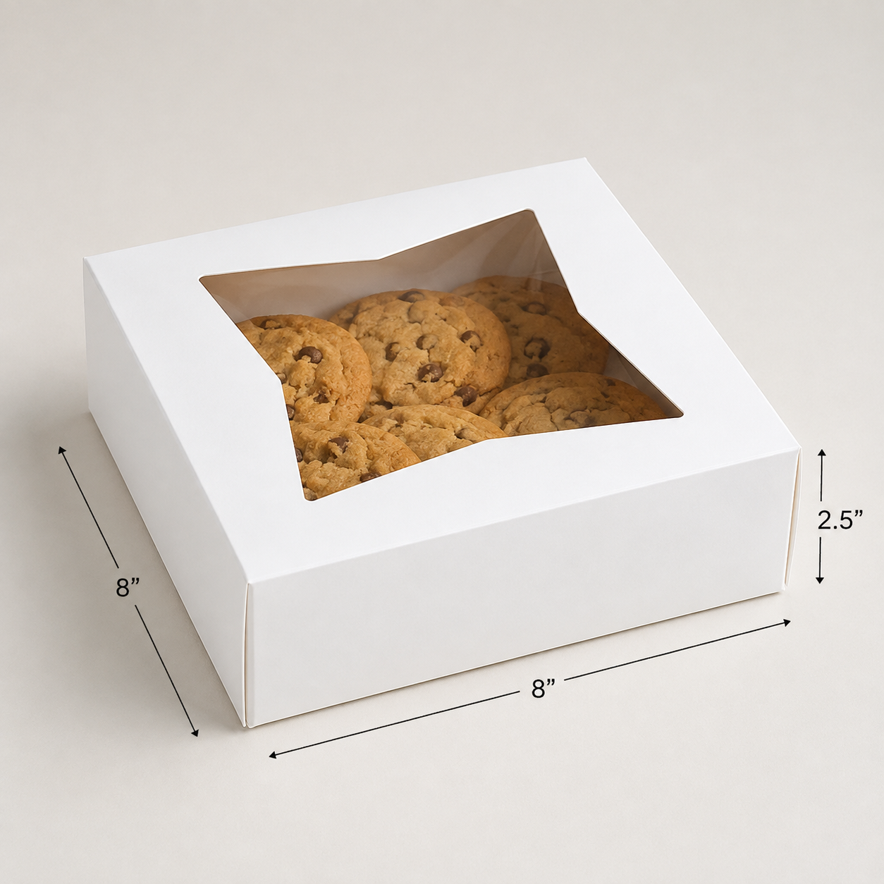 8" x 8" x 2 1/2" White Window Pie / Bakery Box / Cake Box - 200/Case